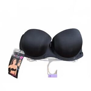 Kiss & Tell Strapless Black Bra, Size 36 D, NEW!